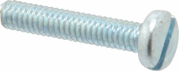 Value Collection - #8-32 UNC, 7/8" Length Under Head Slotted Drive Machine Screw - Pan Head, Grade J82 Steel, Zinc-Plated Finish, Without Washer - Americas Industrial Supply