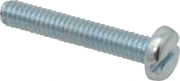 Value Collection - #8-32 UNC, 1" Length Under Head Slotted Drive Machine Screw - Pan Head, Grade J82 Steel, Zinc-Plated Finish, Without Washer - Americas Industrial Supply