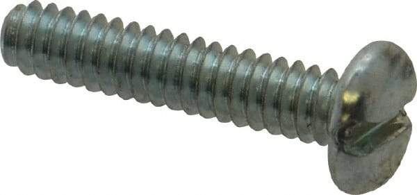 Value Collection - #10-24 UNC, 7/8" Length Under Head Slotted Drive Machine Screw - Pan Head, Grade J82 Steel, Zinc-Plated Finish, Without Washer - Americas Industrial Supply