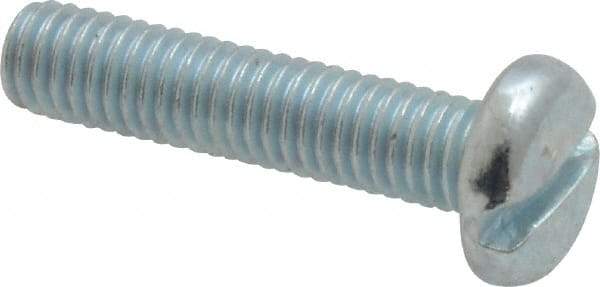 Value Collection - #10-32 UNF, 7/8" Length Under Head Slotted Drive Machine Screw - Pan Head, Grade J82 Steel, Zinc-Plated Finish, Without Washer - Americas Industrial Supply