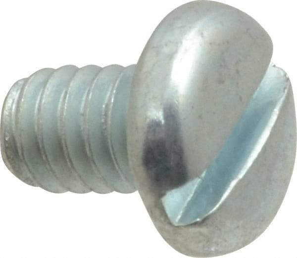 Value Collection - 1/4-20 UNC, 3/8" Length Under Head Slotted Drive Machine Screw - Pan Head, Grade J82 Steel, Zinc-Plated Finish, Without Washer - Americas Industrial Supply