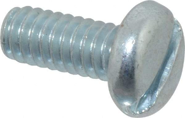 Value Collection - 1/4-20 UNC, 5/8" Length Under Head Slotted Drive Machine Screw - Pan Head, Grade J82 Steel, Zinc-Plated Finish, Without Washer - Americas Industrial Supply
