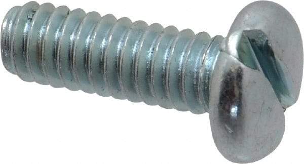 Value Collection - 1/4-20 UNC, 3/4" Length Under Head Slotted Drive Machine Screw - Pan Head, Grade 2 Steel, Zinc-Plated Finish, Without Washer - Americas Industrial Supply