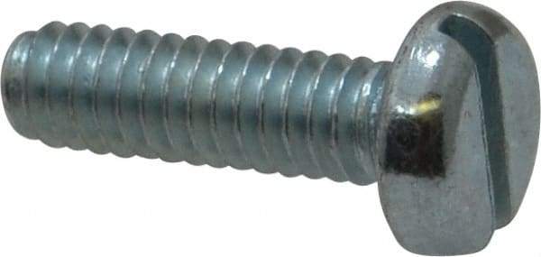 Value Collection - 1/4-20 UNC, 7/8" Length Under Head Slotted Drive Machine Screw - Pan Head, Grade J82 Steel, Zinc-Plated Finish, Without Washer - Americas Industrial Supply