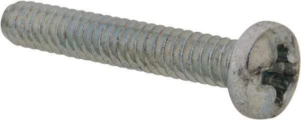 Value Collection - #6-32 UNC, 7/8" Length Under Head Phillips Drive Machine Screw - Pan Head, Grade 2 Steel, Zinc-Plated Finish, Without Washer - Americas Industrial Supply