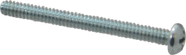 Value Collection - #6-32 UNC, 1-1/2" Length Under Head Phillips Drive Machine Screw - Pan Head, Grade 2 Steel, Zinc-Plated Finish, Without Washer - Americas Industrial Supply