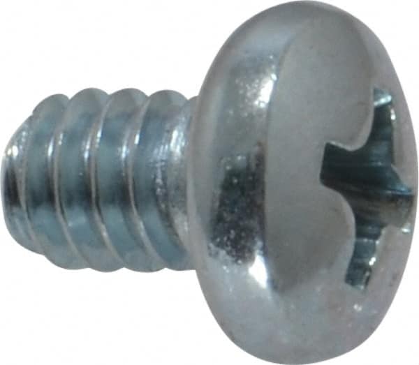 Value Collection - #10-24 UNC, 1/4" Length Under Head Phillips Drive Machine Screw - Pan Head, Grade 2 Steel, Zinc-Plated Finish, Without Washer - Americas Industrial Supply