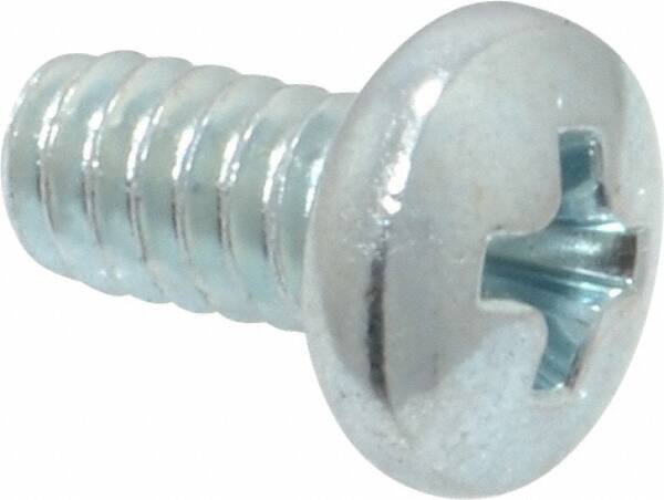 Value Collection - #10-24 UNC, 3/8" Length Under Head Phillips Drive Machine Screw - Pan Head, Grade 2 Steel, Zinc-Plated Finish, Without Washer - Americas Industrial Supply