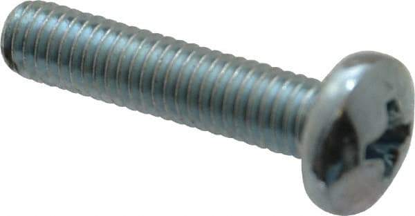 Value Collection - #10-32 UNF, 7/8" Length Under Head Phillips Drive Machine Screw - Pan Head, Grade 2 Steel, Zinc-Plated Finish, Without Washer - Americas Industrial Supply