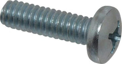 Value Collection - 1/4-20 UNC, 7/8" Length Under Head Phillips Drive Machine Screw - Pan Head, Grade 2 Steel, Zinc-Plated Finish, Without Washer - Americas Industrial Supply