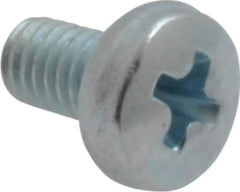Value Collection - M3x0.50, 5mm Length Under Head Phillips Drive Machine Screw - Pan Head, Grade 4.8 Steel, Zinc-Plated Finish, Without Washer - Americas Industrial Supply