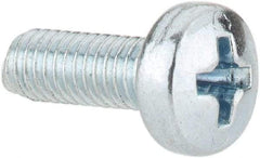 Value Collection - M3x0.50, 8mm Length Under Head Phillips Drive Machine Screw - Pan Head, Grade 4.8 Steel, Zinc-Plated Finish, Without Washer - Americas Industrial Supply