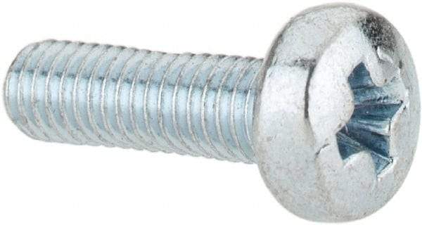 Value Collection - M3x0.50, 10mm Length Under Head Phillips Drive Machine Screw - Pan Head, Grade 4.8 Steel, Zinc-Plated Finish, Without Washer - Americas Industrial Supply