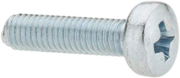 Value Collection - M3x0.50, 12mm Length Under Head Phillips Drive Machine Screw - Pan Head, Grade 4.8 Steel, Zinc-Plated Finish, Without Washer - Americas Industrial Supply