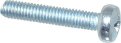Value Collection - M3x0.50, 16mm Length Under Head Phillips Drive Machine Screw - Pan Head, Grade 4.8 Steel, Zinc-Plated Finish, Without Washer - Americas Industrial Supply