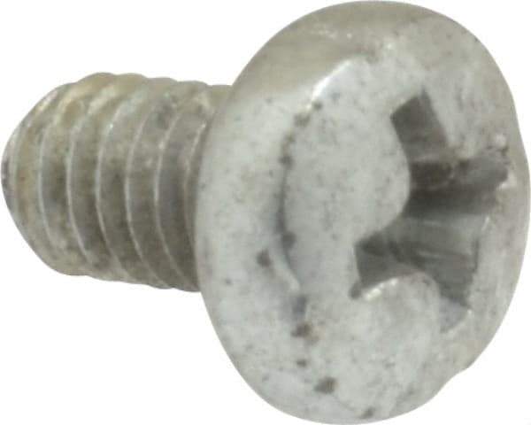 Value Collection - M4x0.70, 6mm Length Under Head Phillips Drive Machine Screw - Pan Head, Grade 4.8 Steel, Zinc-Plated Finish, Without Washer - Americas Industrial Supply