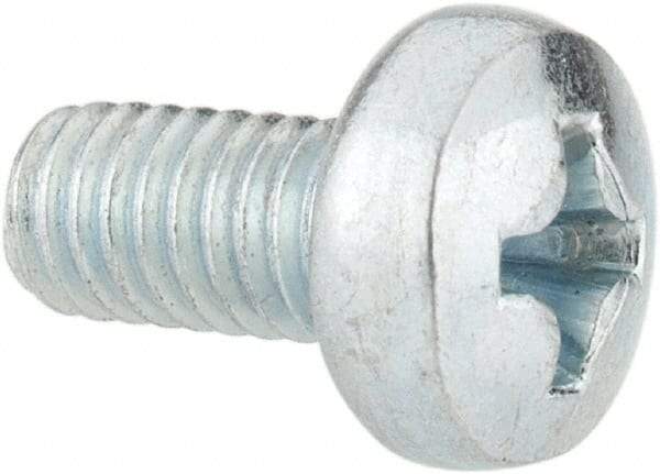 Value Collection - M4x0.70, 8mm Length Under Head Phillips Drive Machine Screw - Pan Head, Grade 4.8 Steel, Zinc-Plated Finish, Without Washer - Americas Industrial Supply