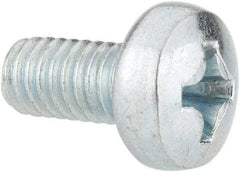 Value Collection - M4x0.70, 8mm Length Under Head Phillips Drive Machine Screw - Pan Head, Grade 4.8 Steel, Zinc-Plated Finish, Without Washer - Americas Industrial Supply