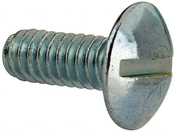 Value Collection - 1/4-20 UNC, 5/8" Length Under Head Slotted Drive Machine Screw - Truss Head, Grade 2 Steel, Zinc-Plated Finish, Without Washer - Americas Industrial Supply