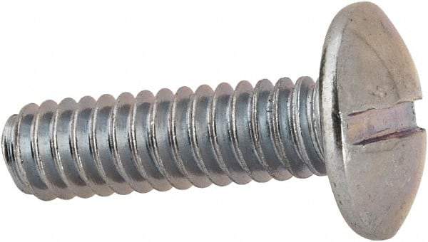 Value Collection - 1/4-20 UNC, 7/8" Length Under Head Slotted Drive Machine Screw - Truss Head, Grade J82 Steel, Zinc-Plated Finish, Without Washer - Americas Industrial Supply