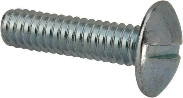 Value Collection - 1/4-20 UNC, 1" Length Under Head Slotted Drive Machine Screw - Truss Head, Grade J82 Steel, Zinc-Plated Finish, Without Washer - Americas Industrial Supply