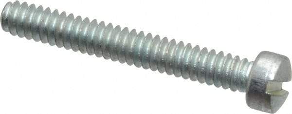 Value Collection - #6-32 UNC, 1" Length Under Head Slotted Drive Machine Screw - Fillister Head, Grade 2 Steel, Zinc-Plated Finish, Without Washer - Americas Industrial Supply