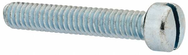 Value Collection - 1/4-20 UNC, 1-1/2" Length Under Head Slotted Drive Machine Screw - Fillister Head, Grade J82 Steel, Zinc-Plated Finish, Without Washer - Americas Industrial Supply