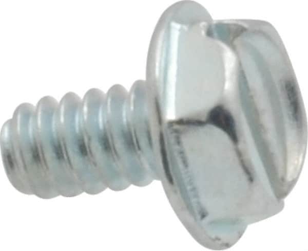 Value Collection - #6-32 UNC, 1/4" OAL Slotted Drive Machine Screw - Hex Washer Head, Grade J82 Steel, Zinc-Plated Finish, Without Washer - Americas Industrial Supply
