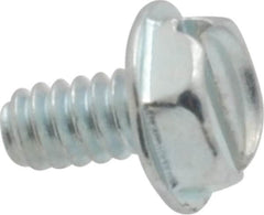 Value Collection - #6-32 UNC, 1/4" OAL Slotted Drive Machine Screw - Hex Washer Head, Grade J82 Steel, Zinc-Plated Finish, Without Washer - Americas Industrial Supply