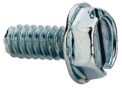 Value Collection - #6-32 UNC, 5/16" OAL Slotted Drive Machine Screw - Hex Washer Head, Grade J82 Steel, Zinc-Plated Finish, Without Washer - Americas Industrial Supply