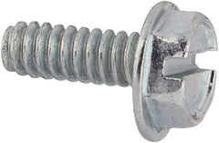 Value Collection - #6-32 UNC, 3/8" OAL Slotted Drive Machine Screw - Hex Washer Head, Grade J82 Steel, Zinc-Plated Finish, Without Washer - Americas Industrial Supply
