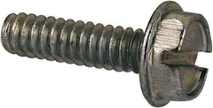Value Collection - #6-32 UNC, 1/2" OAL Slotted Drive Machine Screw - Hex Washer Head, Grade J82 Steel, Zinc-Plated Finish, Without Washer - Americas Industrial Supply