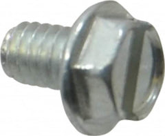 Value Collection - #8-32 UNC, 1/4" OAL Slotted Drive Machine Screw - Hex Washer Head, Grade J82 Steel, Zinc-Plated Finish, Without Washer - Americas Industrial Supply