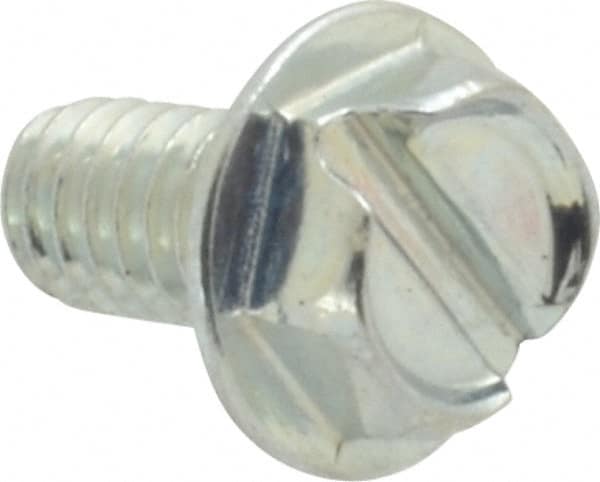 Value Collection - #8-32 UNC, 5/16" OAL Slotted Drive Machine Screw - Hex Washer Head, Grade J82 Steel, Zinc-Plated Finish, Without Washer - Americas Industrial Supply
