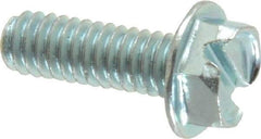 Value Collection - #8-32 UNC, 1/2" OAL Slotted Drive Machine Screw - Hex Washer Head, Grade J82 Steel, Zinc-Plated Finish, Without Washer - Americas Industrial Supply