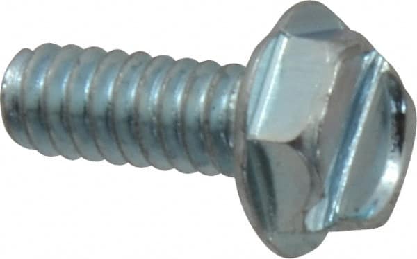 Value Collection - #10-24 UNC, 1/2" OAL Slotted Drive Machine Screw - Hex Washer Head, Grade J82 Steel, Zinc-Plated Finish, Without Washer - Americas Industrial Supply