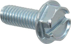 Value Collection - #10-32 UNF, 1/2" OAL Slotted Drive Machine Screw - Hex Washer Head, Grade J82 Steel, Zinc-Plated Finish, Without Washer - Americas Industrial Supply