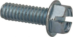 Value Collection - 1/4-20 UNC, 3/4" OAL Slotted Drive Machine Screw - Hex Washer Head, Grade J82 Steel, Zinc-Plated Finish, Without Washer - Americas Industrial Supply