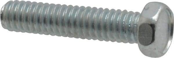 Value Collection - #8-32 UNC, 3/4" Length Under Head Hex Drive Machine Screw - Hex Head, Grade J82 Steel, Zinc-Plated Finish, Without Washer - Americas Industrial Supply