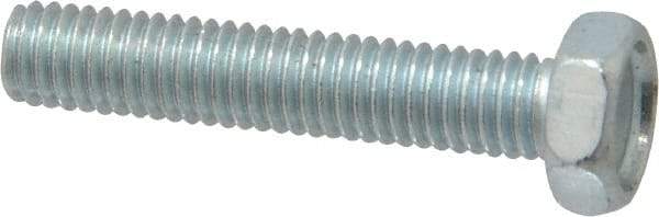 Value Collection - #10-32 UNF, 1" Length Under Head Hex Drive Machine Screw - Hex Head, Grade J82 Steel, Zinc-Plated Finish, Without Washer - Americas Industrial Supply