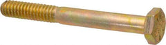 Made in USA - 1/4-20 UNC, 2-1/4" Length Under Head Hex Head Cap Screw - Partially Threaded, Grade 8 Alloy Steel, Zinc Yellow Dichromate Finish, 7/16" Hex - Americas Industrial Supply