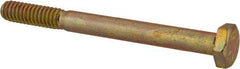 Made in USA - 1/4-20 UNC, 2-3/4" Length Under Head Hex Head Cap Screw - Partially Threaded, Grade 8 Alloy Steel, Zinc Yellow Dichromate Finish, 7/16" Hex - Americas Industrial Supply