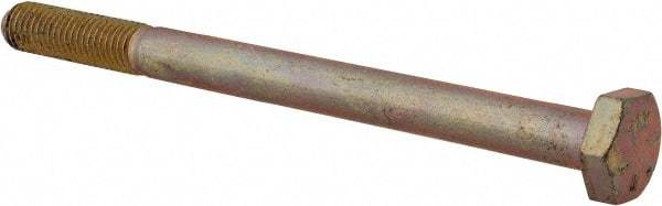 Made in USA - 1/4-28 UNF, 3-1/4" Length Under Head Hex Head Cap Screw - Partially Threaded, Grade 8 Alloy Steel, Zinc Yellow Dichromate Finish, 1/2" Hex - Americas Industrial Supply