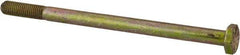 Made in USA - 1/4-28 UNF, 4" Length Under Head Hex Head Cap Screw - Partially Threaded, Grade 8 Alloy Steel, Zinc Yellow Dichromate Finish, 7/16" Hex - Americas Industrial Supply