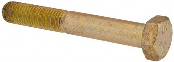Made in USA - 5/16-24 UNF, 2-1/4" Length Under Head Hex Head Cap Screw - Partially Threaded, Grade 8 Alloy Steel, Zinc Yellow Dichromate Finish, 1/2" Hex - Americas Industrial Supply