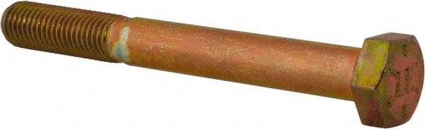 Made in USA - 5/16-24 UNF, 2-3/4" Length Under Head Hex Head Cap Screw - Partially Threaded, Grade 8 Alloy Steel, Zinc Yellow Dichromate Finish, 1/2" Hex - Americas Industrial Supply