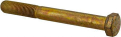 Made in USA - 3/8-24 UNF, 3-1/4" Length Under Head Hex Head Cap Screw - Partially Threaded, Grade 8 Alloy Steel, Zinc Yellow Dichromate Finish, 9/16" Hex - Americas Industrial Supply