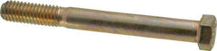 Made in USA - 7/16-14 UNC, 4" Length Under Head Hex Head Cap Screw - Partially Threaded, Grade 8 Alloy Steel, Zinc Yellow Dichromate Finish, 5/8" Hex - Americas Industrial Supply
