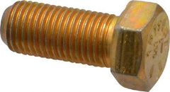 Made in USA - 7/16-20 UNF, 1" Length Under Head Hex Head Cap Screw - Fully Threaded, Grade 8 Alloy Steel, Zinc Yellow Dichromate Finish, 5/8" Hex - Americas Industrial Supply
