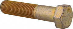 Made in USA - 7/16-20 UNF, 2" Length Under Head Hex Head Cap Screw - Partially Threaded, Grade 8 Alloy Steel, Zinc Yellow Dichromate Finish, 5/8" Hex - Americas Industrial Supply
